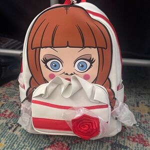 Loungefly White and Red Backpack with Doll Design